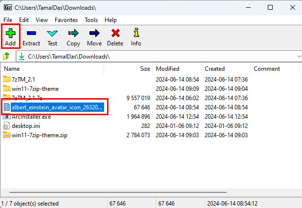 Add file to archive