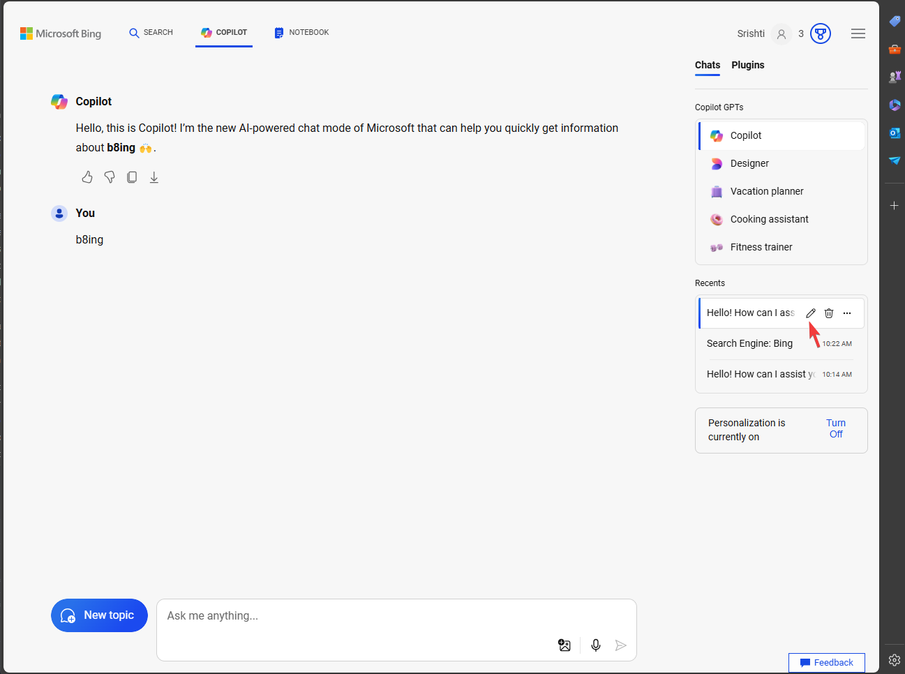 Edit- bing ai history