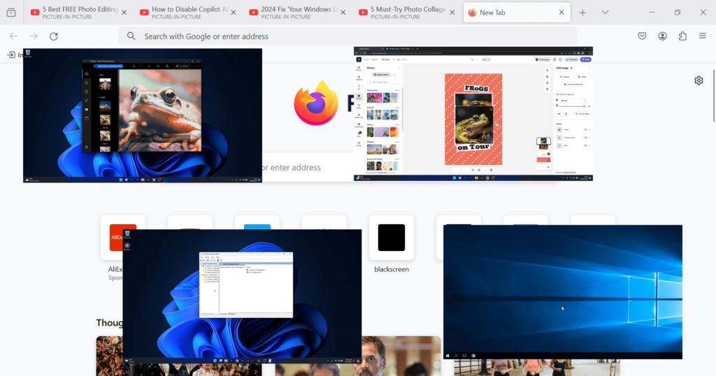 4 videos as pop out in Firefox