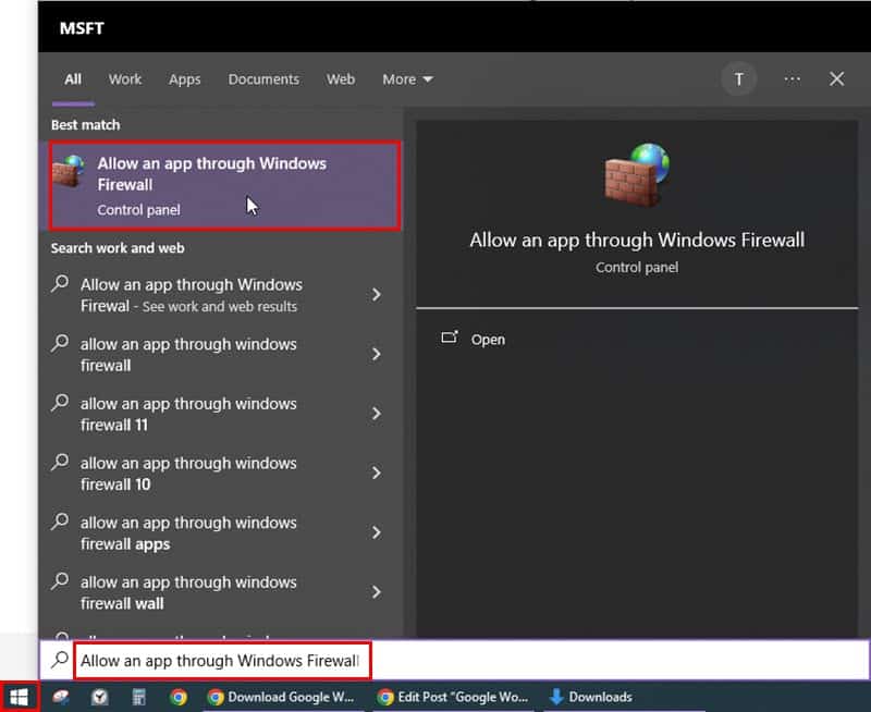 Allow an app through Windows Firewall