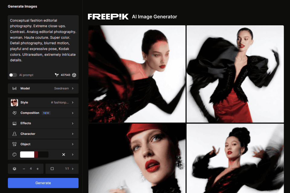 Freepik interface