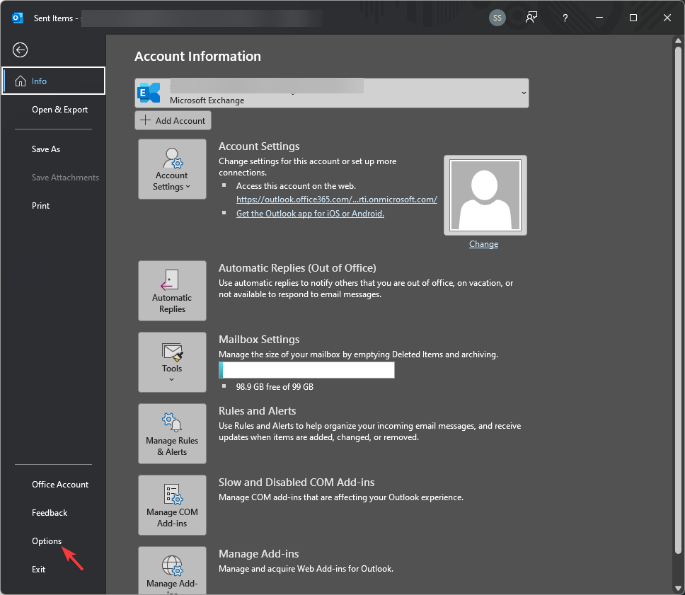 Options - outlook autoarchive settings greyed out