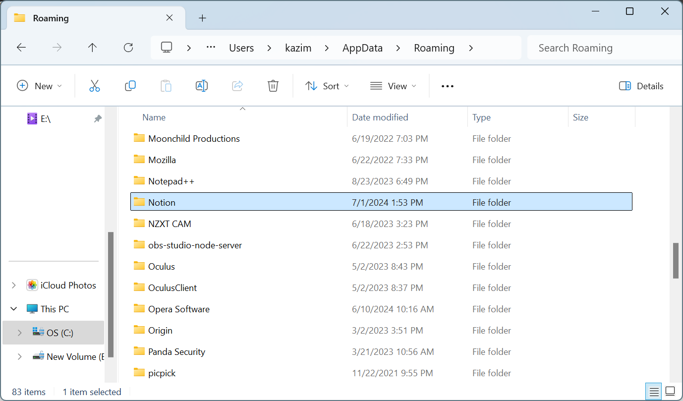 delete app data to fix notion windows app not working