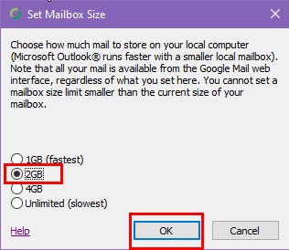 modify mailbox size