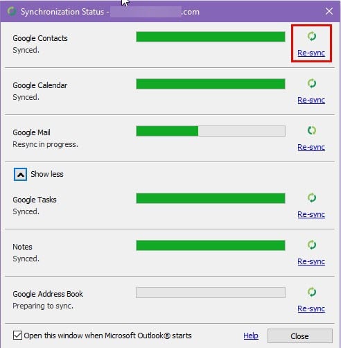 resync contacts 1
