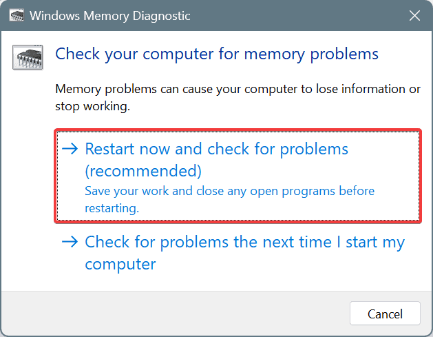 Memory diagnostic to fix REF_UNKNOWN_LOGON_SESSION