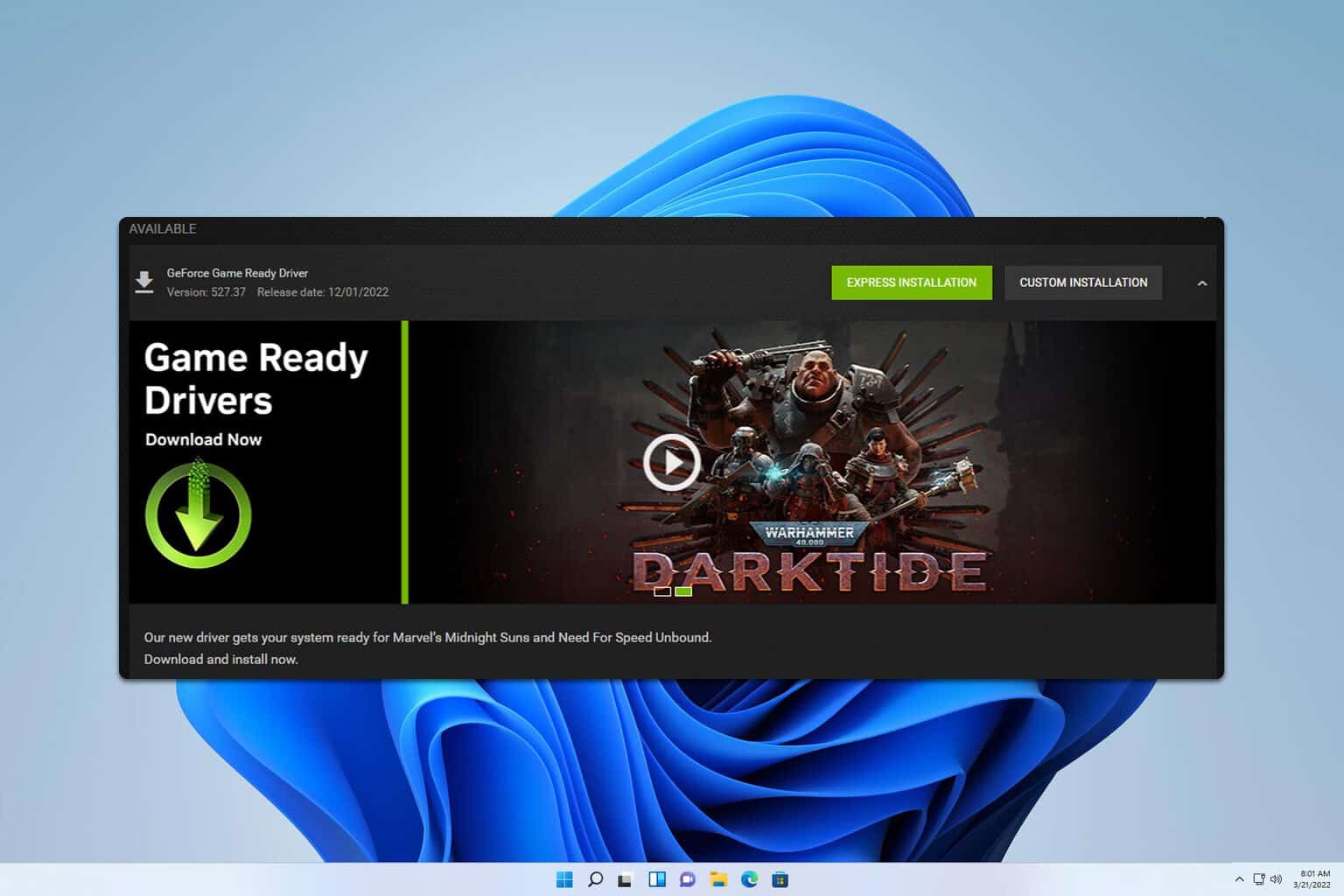 geforce experience driver download stuck at 100