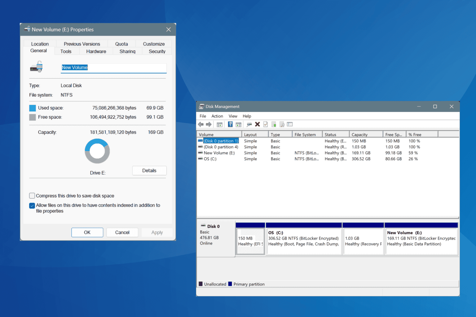 fix hard drive shows 0 bytes of free storage