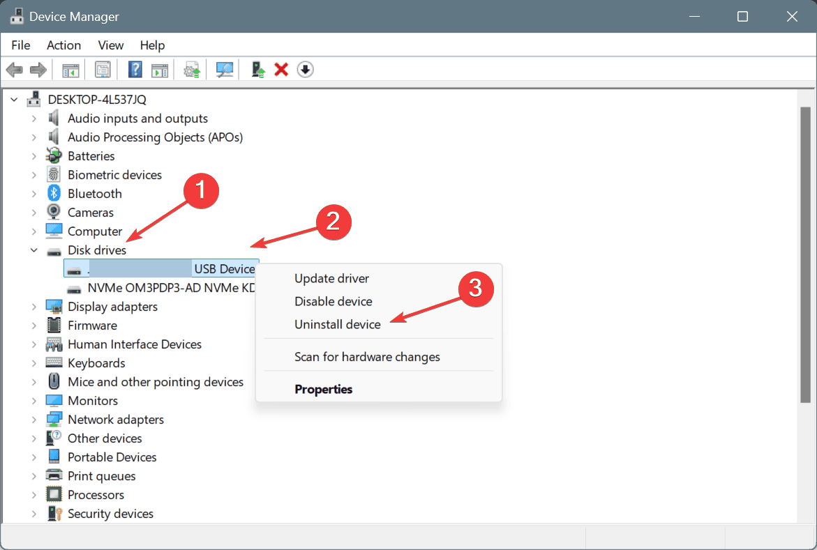 uninstall device driver to fix sandisk cruzer not recognized