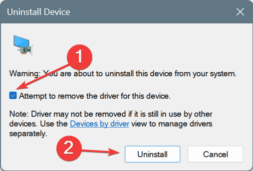 confirm driver uninstall