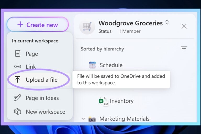 You can now upload a file in Microsoft Loop. Here's how