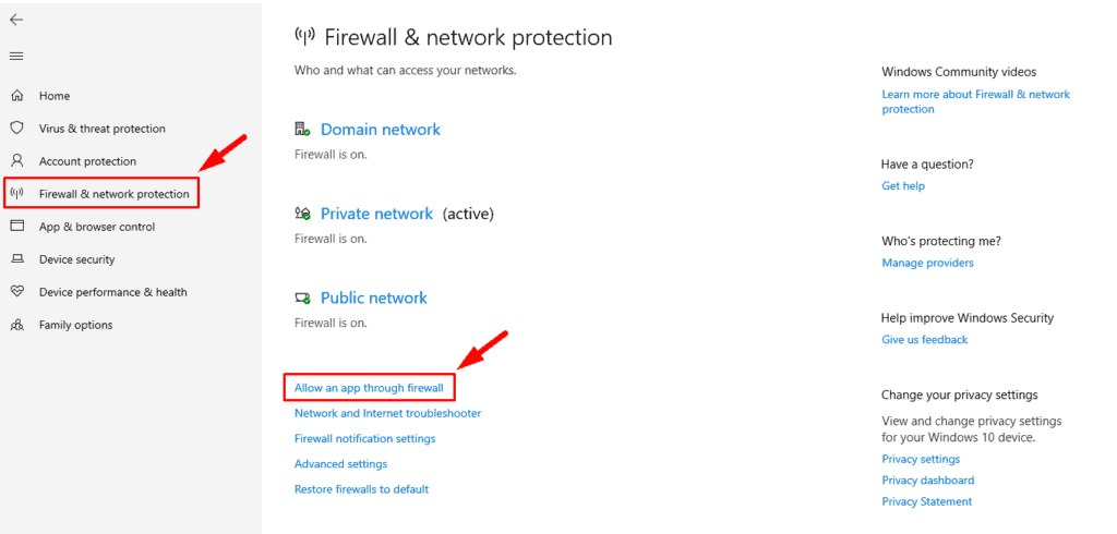 Allow an app through the firewall