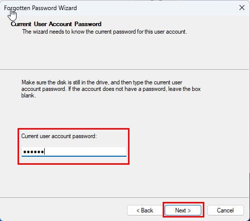 current password