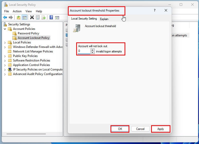 invalid attempts
