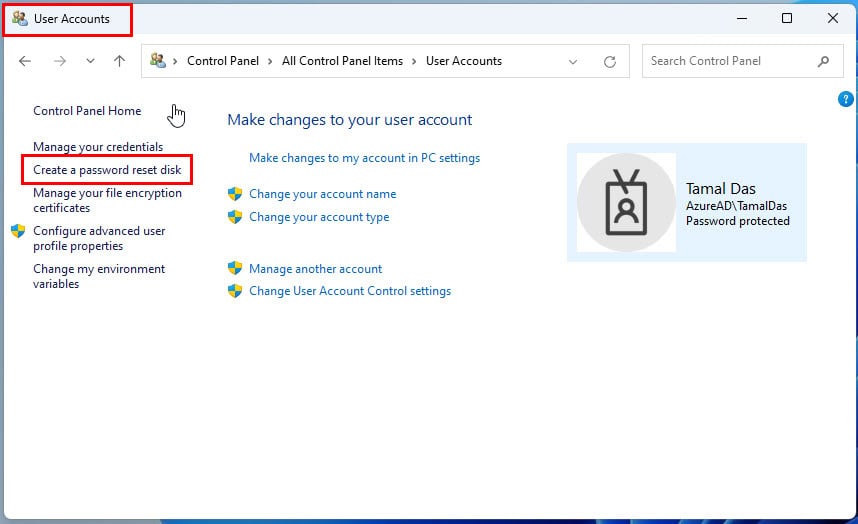 pass reset disk