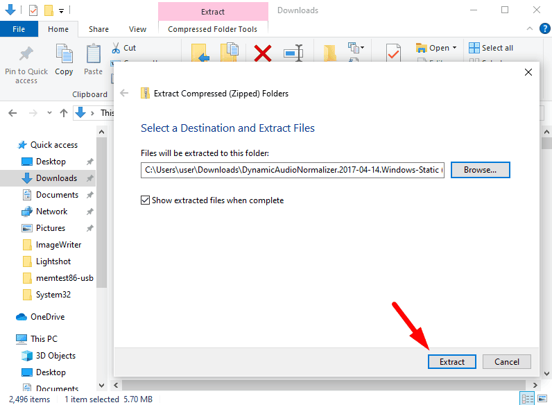 Extract the files