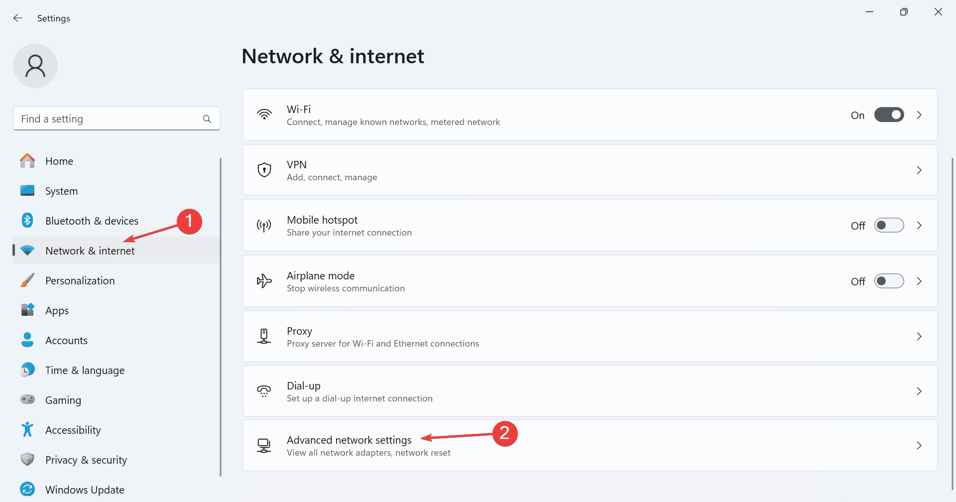 advanced network settings