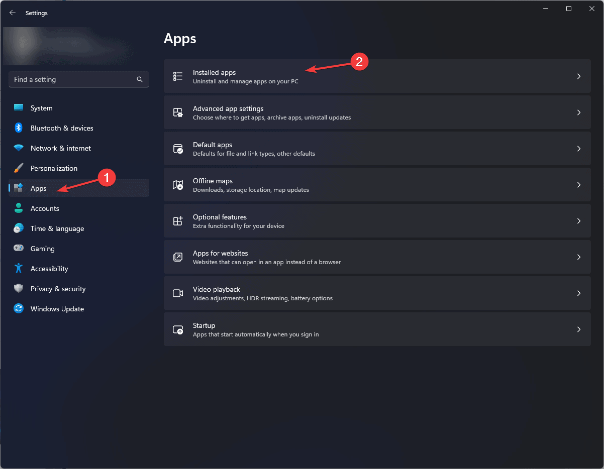 Apps - Installed apps