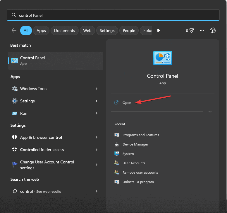 Control Panel start menu - ERROR_DEVICE_SUPPORT_IN_PROGRESS