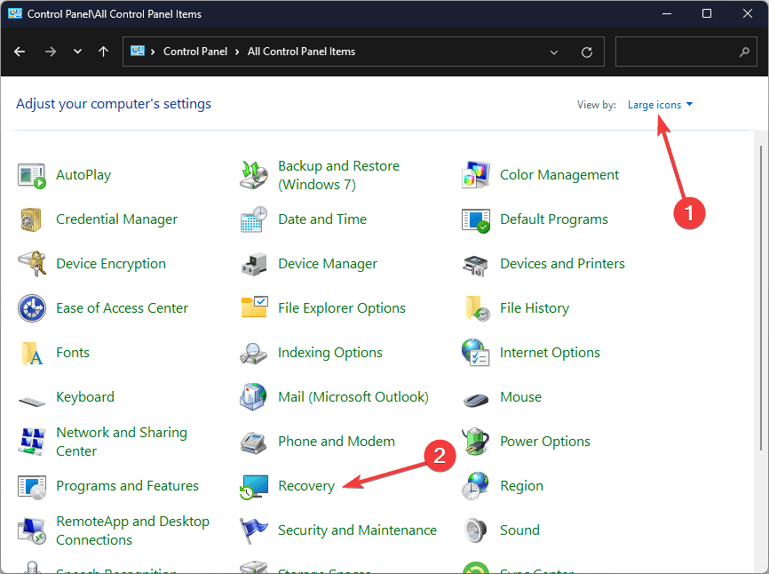 Recovery Control PaneL - ERROR_DEVICE_SUPPORT_IN_PROGRESS