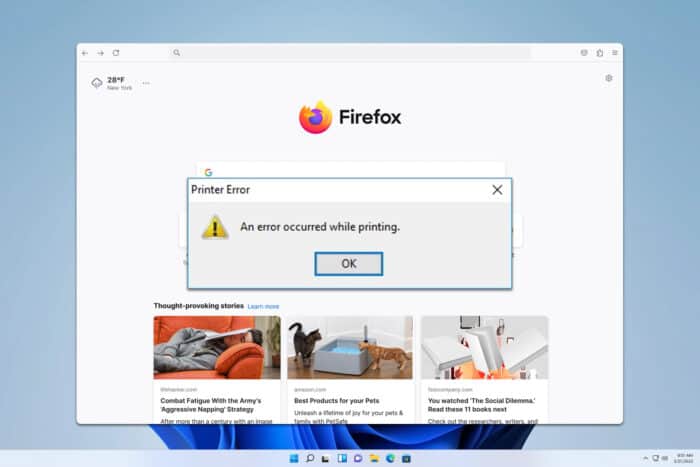 firefox an error occurred while printing