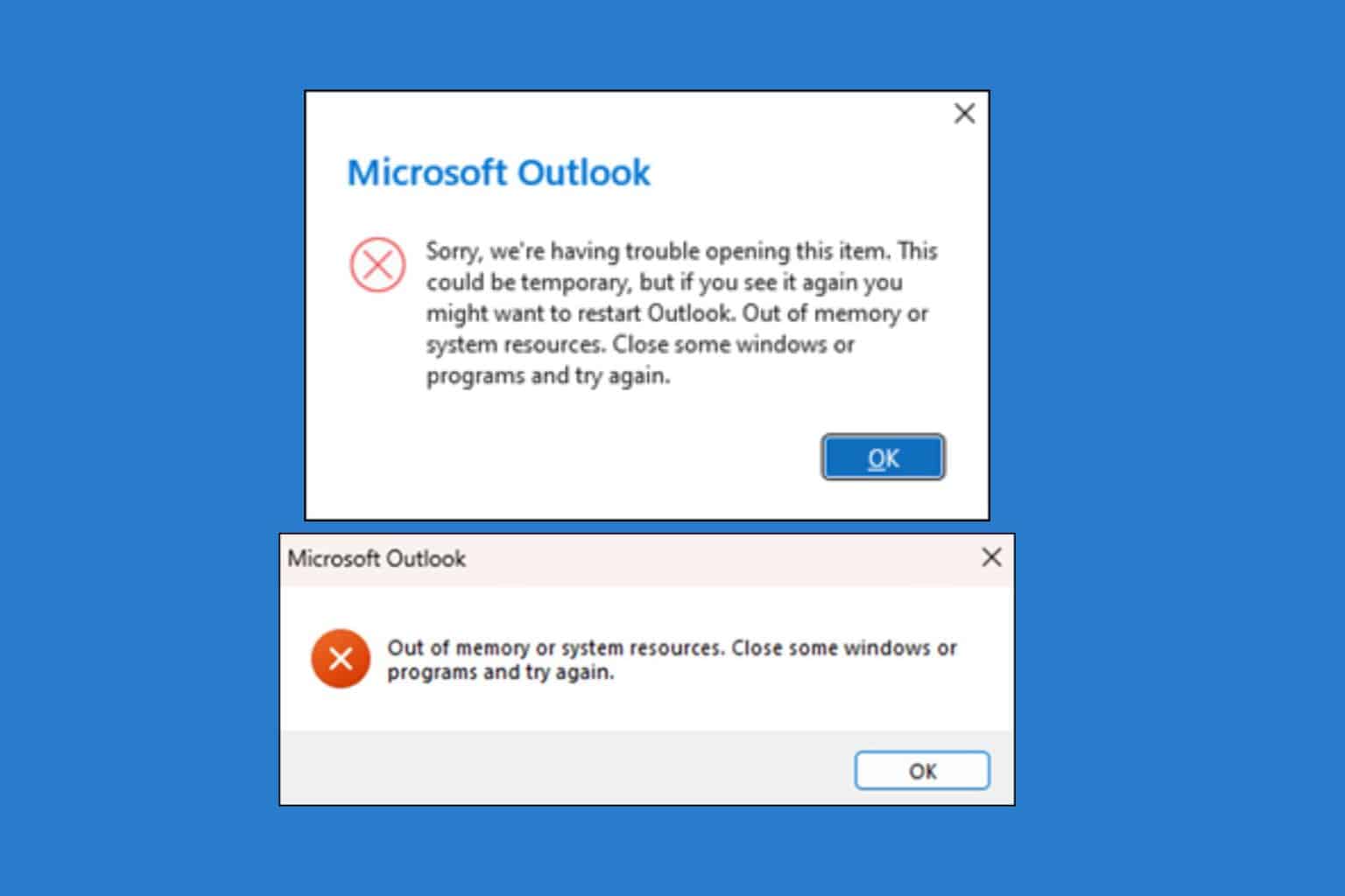 outlook out of memory error fix