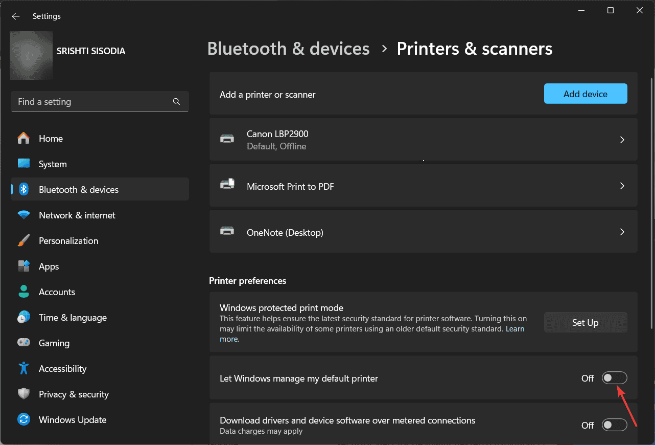 Turn off let Windows manage my defult printer epson workforce es 400 ii not working