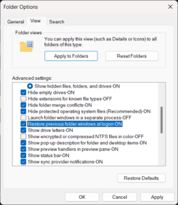 File Explorer can restore your tabs after restart, just like a browser