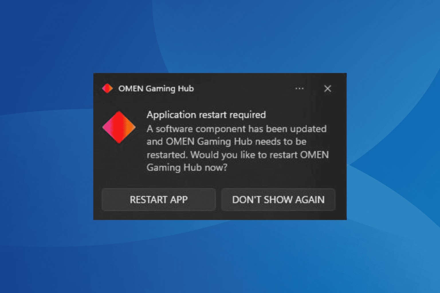 omen gaming hub application restart required