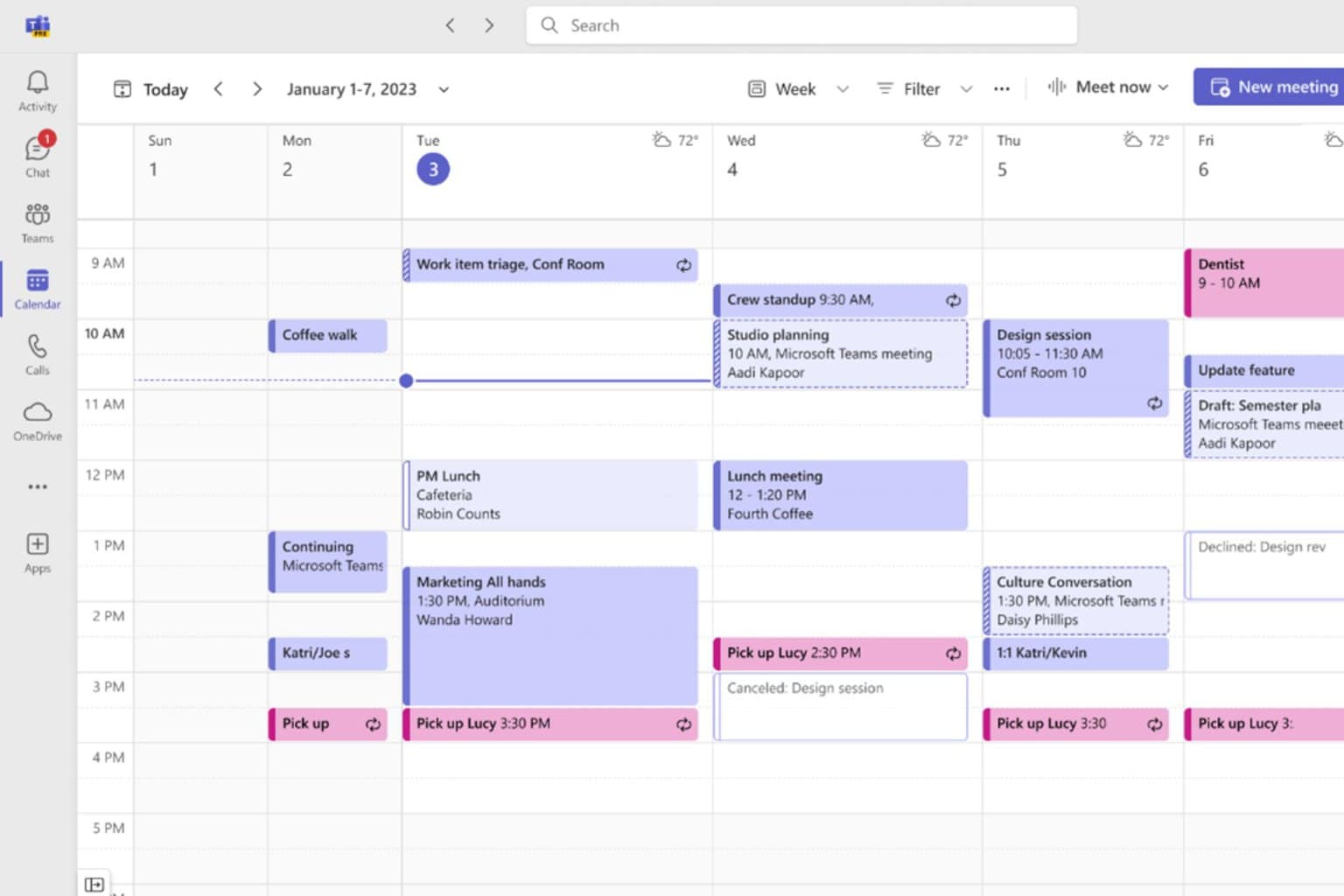 microsoft teams calendar