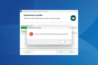 acer predator sense not installing