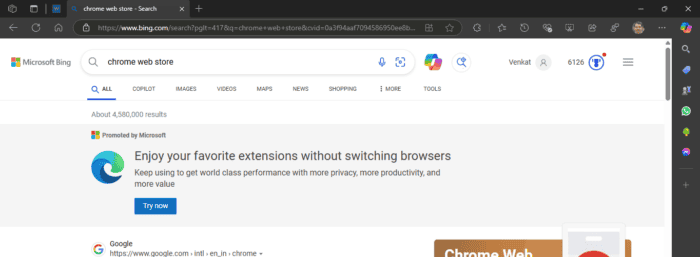 Microsoft Edge Promotes its Add-Ons Over Chrome Web Store