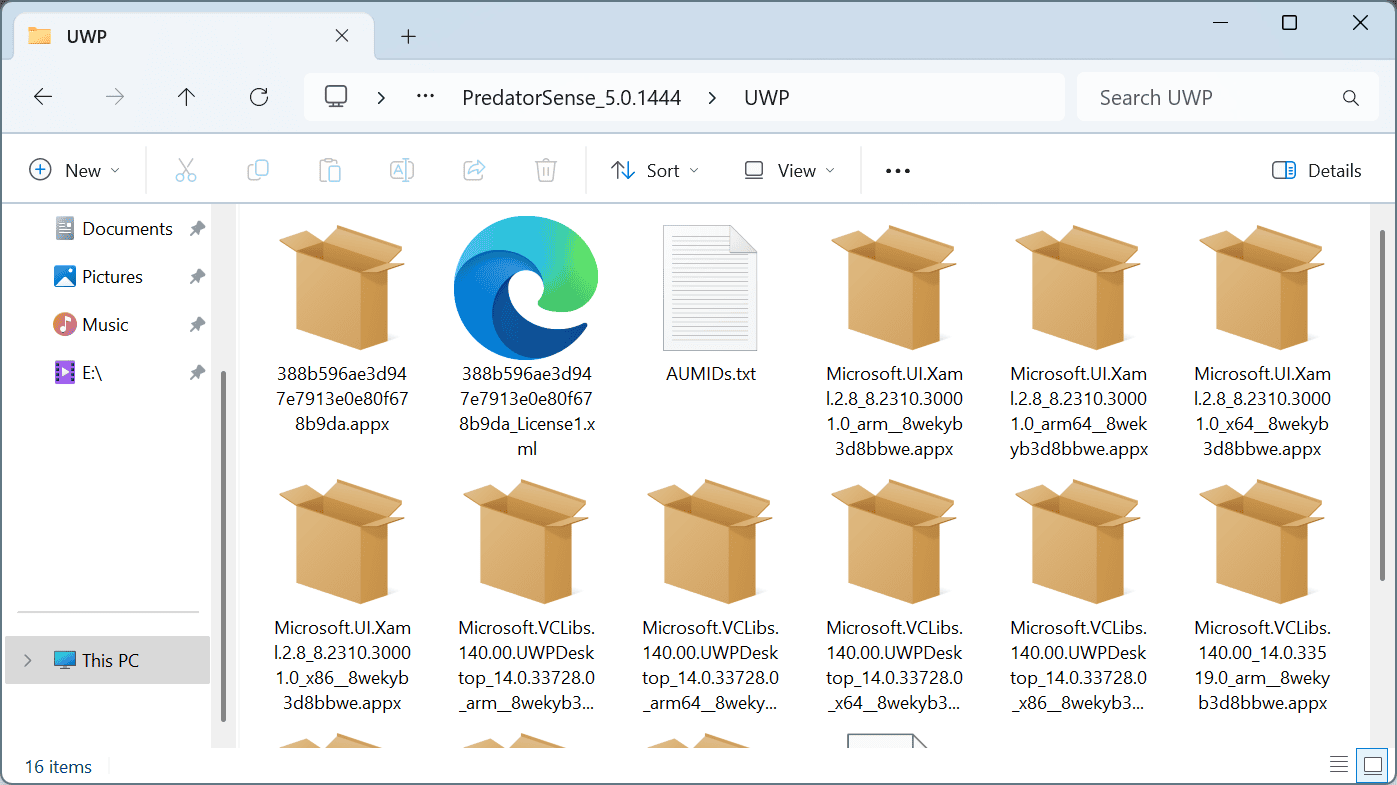 run appx files to fix acer predator sense not installing