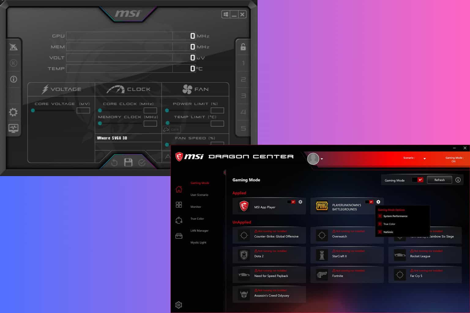 msi dragon center vs msi afterburner comparison