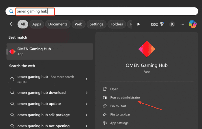 Omen Gaming Hub Is Not Showing CPU Temperature Solved Omen Gaming Hub Run As Admin 700x448 