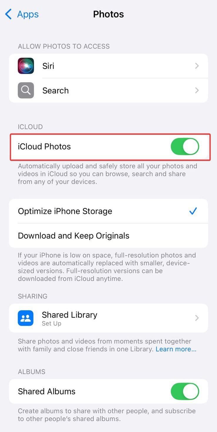 re-enable iCloud Photos to fix an error occurred while loading a higher quality version of this video