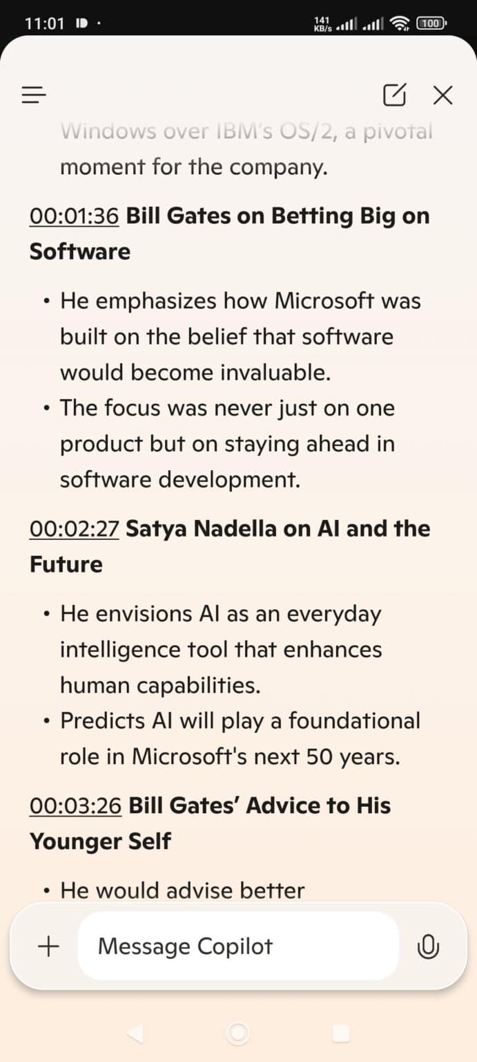 Microsoft Edge Copilot on Android tests Video Summaries with TimeStamps