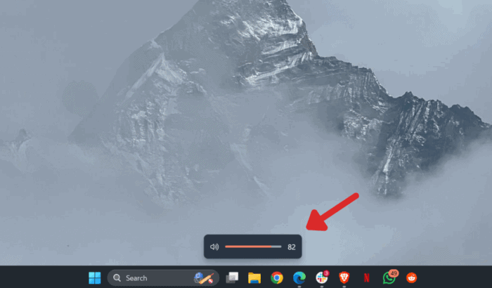 On-screen indicator position bottom center