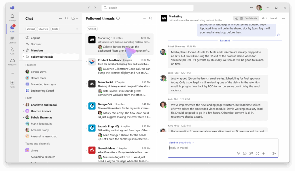 FollowedThreads view