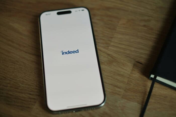 Indeed logo on mobile phone