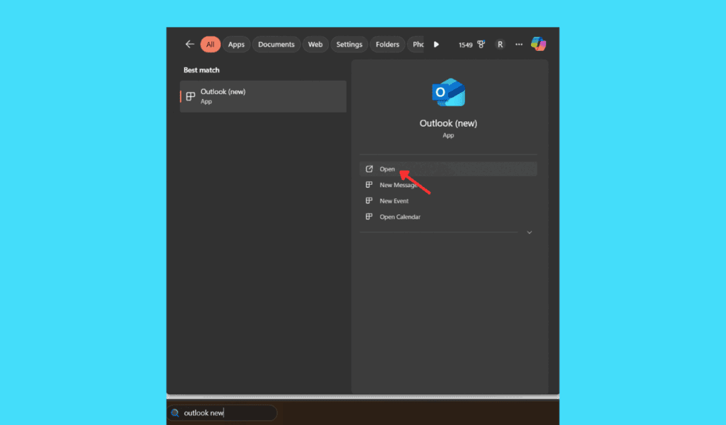 Open new outlook