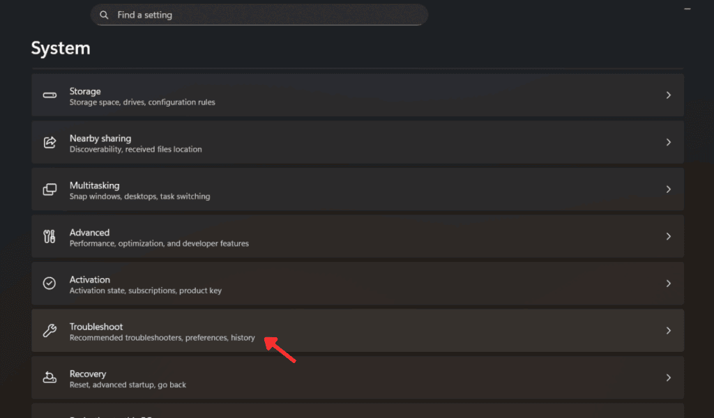Open troubleshoot