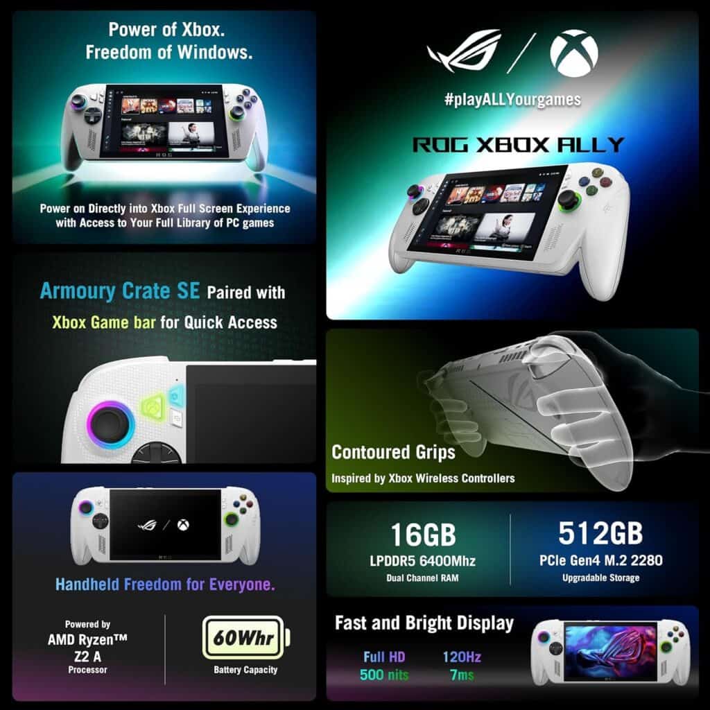 ROG Xbox Ally Amazon listing infographic