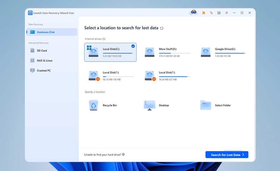 easeus data recovery wizard windows 11