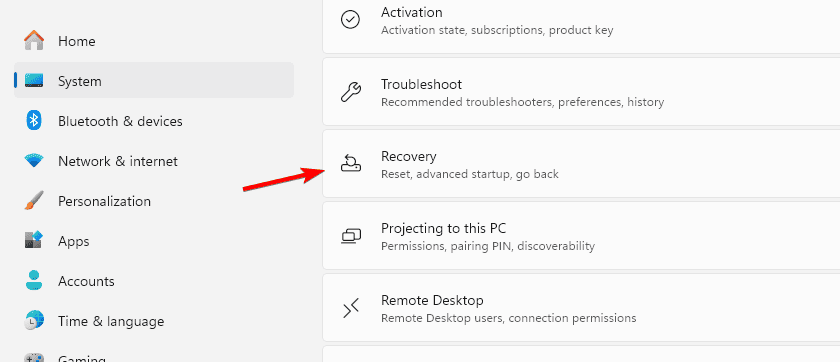 recovery option in windows 11
