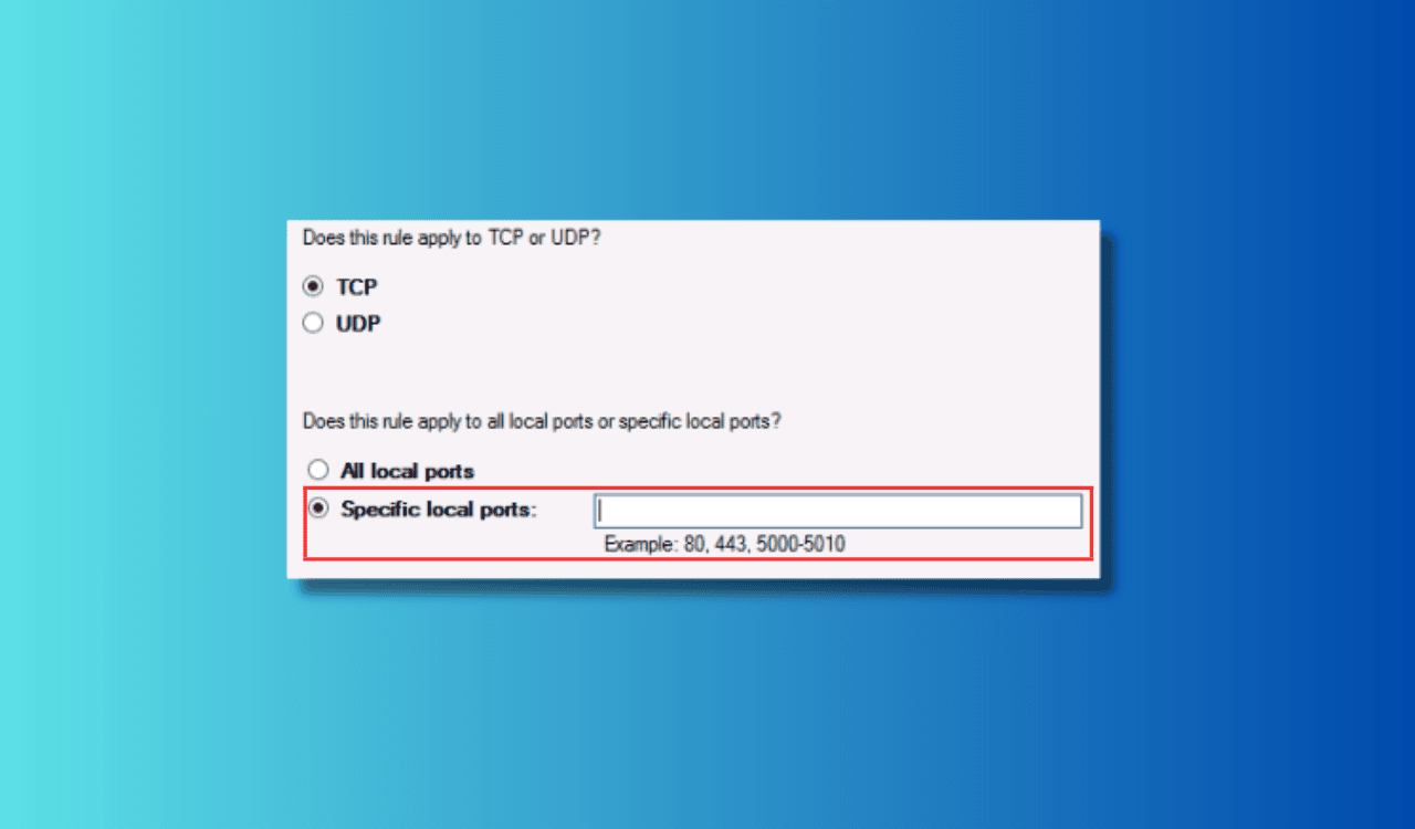 How to open ports in Windows Server