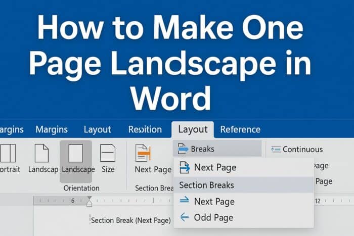 Microsoft Word how to make one page landscape