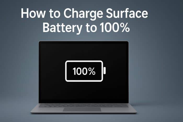 Surface how to charge battery to 100%