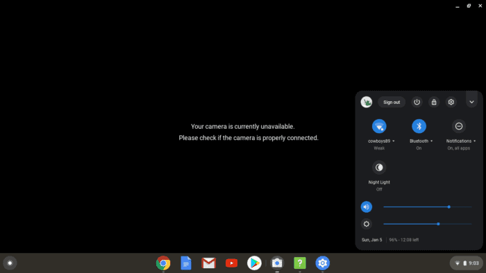 chromebook camera not working