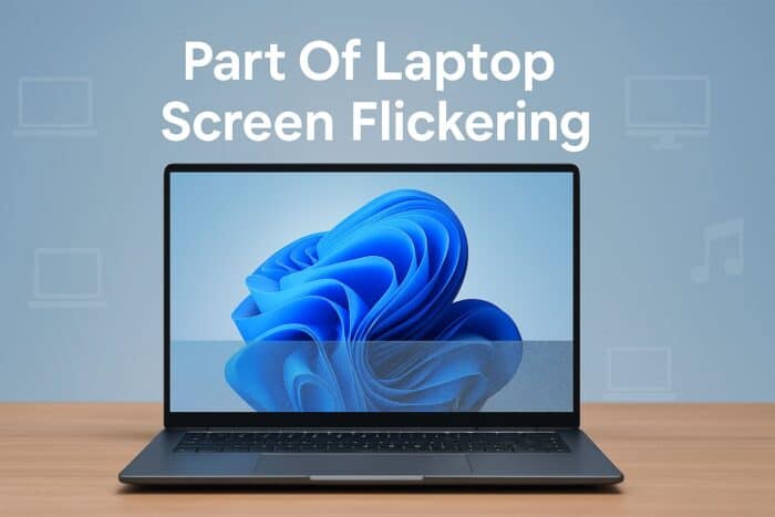 part of laptop screen flickering